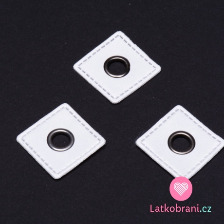 Koženkový čtvereček s průchodkou Bílá/Černý nikl