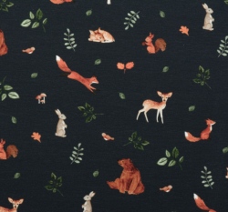 Úplet lesní zvířátka na námořnické modré 