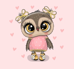 Panel sova v růžových šatech