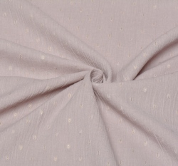 Mačkaná bavlna s výšivkou puntíků starorůžová