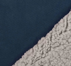 Umělá kožešina / imitace ovčího rouna (sherpa) jeansově modrá