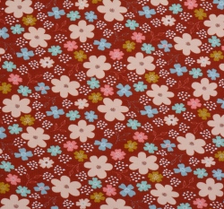 Úplet potisk barevné kytičky a mini srdíčka na cihlové, BIO