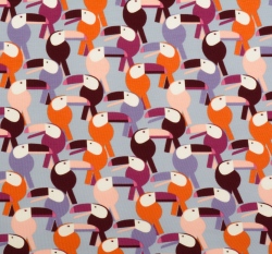 Úplet potisk tukani na šedo-modré