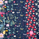 Úplet potisk vintage motýlci a broučci na tmavě modré 