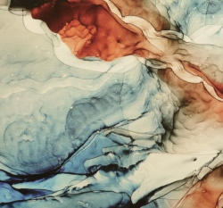 Teplákovina potisk modrý mramor