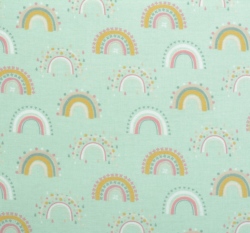 Bavlněný flanel potisk barevné duhy na mintové