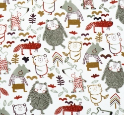 Úplet potisk lesní přátelé na bílé 