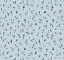 Úplet potisk malované tulipány na světle modré