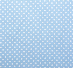 Bavlněné plátno bílé puntíky na světle modré 