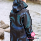 Softshell potisk modrý design na černé 