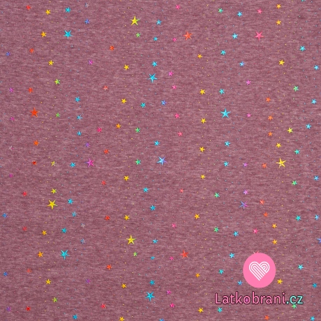 Warmkeeper barevné třpytivé hvězdičky na starorůžovém melé 