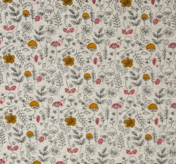 Warmkeeper potisk oranžové houbičky s přírodními motivy na ecru melé 