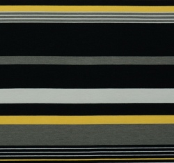 Úplet potisk šedé a žluté proužky na černé 