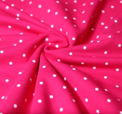 Teplákovina bílé puntíky na pink růžové 4 mm