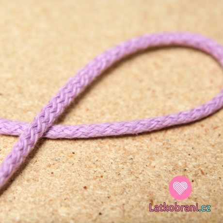 Šňůra kulatá oděvní bavlna 4 mm světle fialová