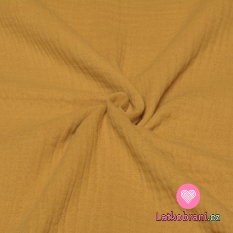 Dvojitá gázovina / mušelín jednobarevná tmavě žlutá, BIO