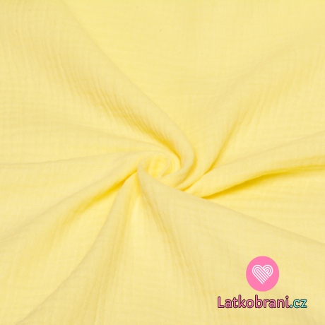 Dvojitá gázovina / mušelín jednobarevný pastelově žlutý