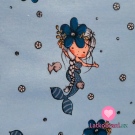 Teplákovina potisk mořská panna na modré