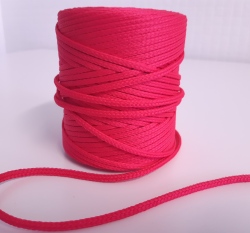 Šňůra oděvní kulatá  PES 4 mm malinová do neonové