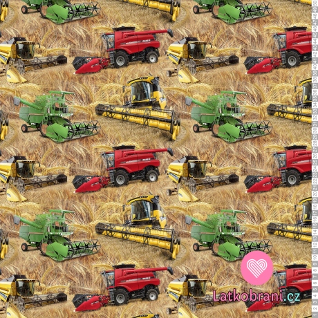 Teplákovina potisk kombajny v obilí