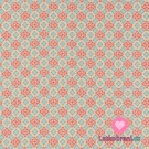 Bavlněné plátno modrá a růžová kvítka na růžové