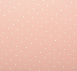 Teplákovina potisk bílý puntíček na růžové
