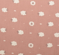 Dvojitá gázovina / mušelín starorůžová s ovečkami