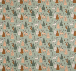 Úplet potisk jelen ve vánočním lese zaprášené zelené