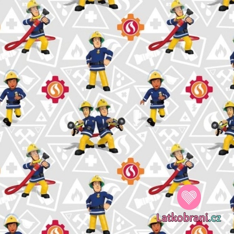 Úplet potisk požárník Sam a Elvis na šedé