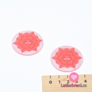 Knoflík kulatý, červený, vločka s mandalou