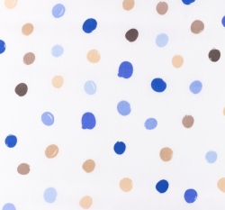 Popelín puntíky do modra na bílé 