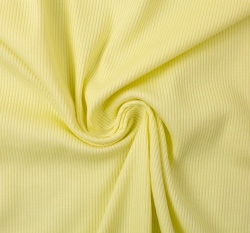 Žebrovaný jednobarevný úplet pastelový žlutý 
