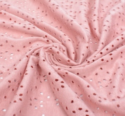 Úplet s dírkovanou výšivkou (madeira) jednobarevný lososově růžový