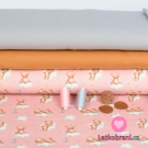 Teplákovina počesaná potisk spící medvídek na růžové 