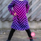 Teplákovina potisk drobný cik-cak fialovo - růžový, lehce počesaná