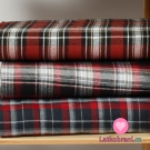 Bavlněný flanel červenobílá kostka se žlutým lemováním