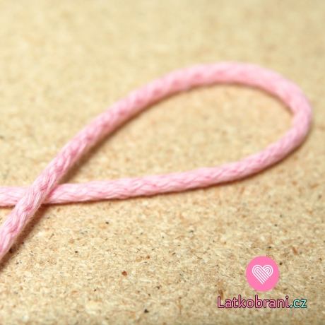 Šňůra kulatá oděvní bavlna 4 mm růžová