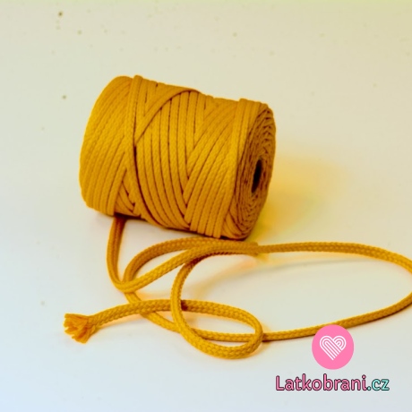 Šňůra kulatá oděvní PES 7 mm žlutá jantarová