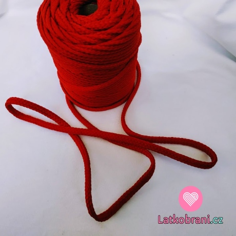 Šnůra kulatá oděvní PES 7 mm tmavě červená