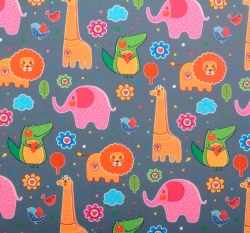 Softshell barevná zvířátka ze zoo na šedém podkladu