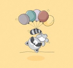 Panel roztomilý mýval s balónky 