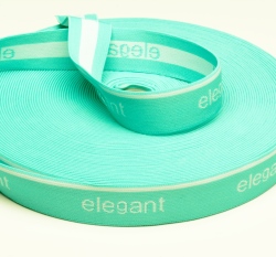 Pruženka bílý text ELEGANT na mintové