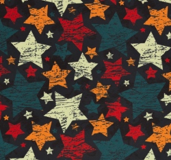 Softshell potisk barevné hvězdy na tmavě modré