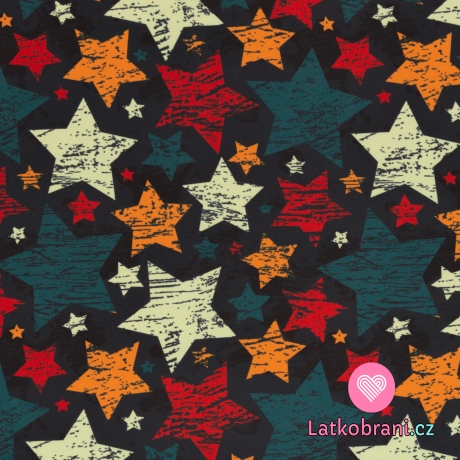 Softshell potisk barevné hvězdy na tmavě modré