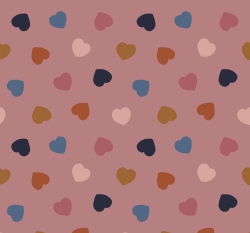 Teplákovina počesaná srdíčka na mauve 
