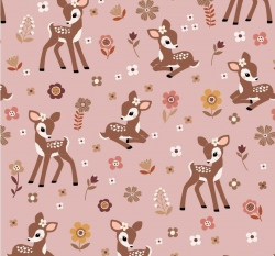 Úplet potisk srnečka na růžové 