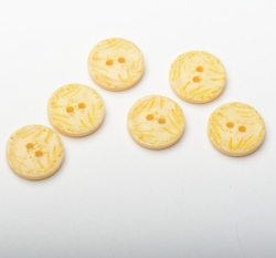 Knoflík kulatý, žlutý s lístečky - malý