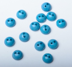 Knoflík oblý, lesklý tyrkysový - malý