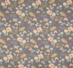 Úplet potisk květiny a lístky na šedé