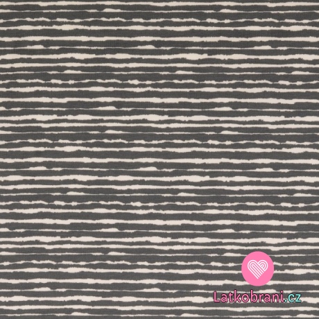 Úplet potisk nepravidelný šedý proužek na bílé